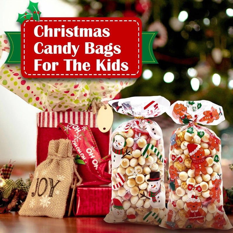 ONFAON Christmas Candy Bags - 180 Treat Bags with 200 Twists for Snacks, Cookies & Candy Packing - Image 5